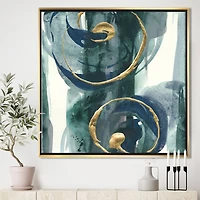 Designart - Mettalic Indigo and Gold II - Posh & Luxe Framed Canvas