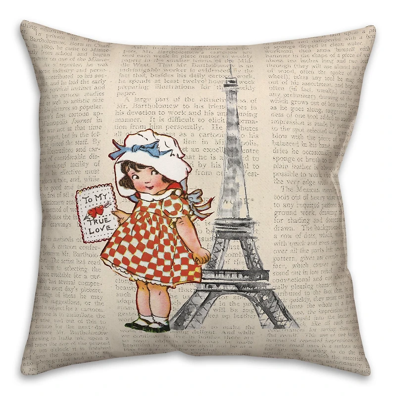 Newspaper Paris 18" x 18" Throw Pillow