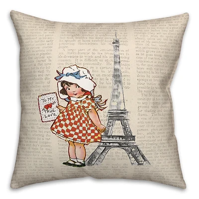 Newspaper Paris 18" x 18" Throw Pillow