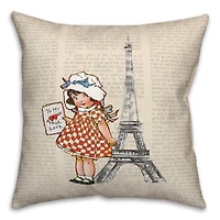 Newspaper Paris 18" x 18" Throw Pillow