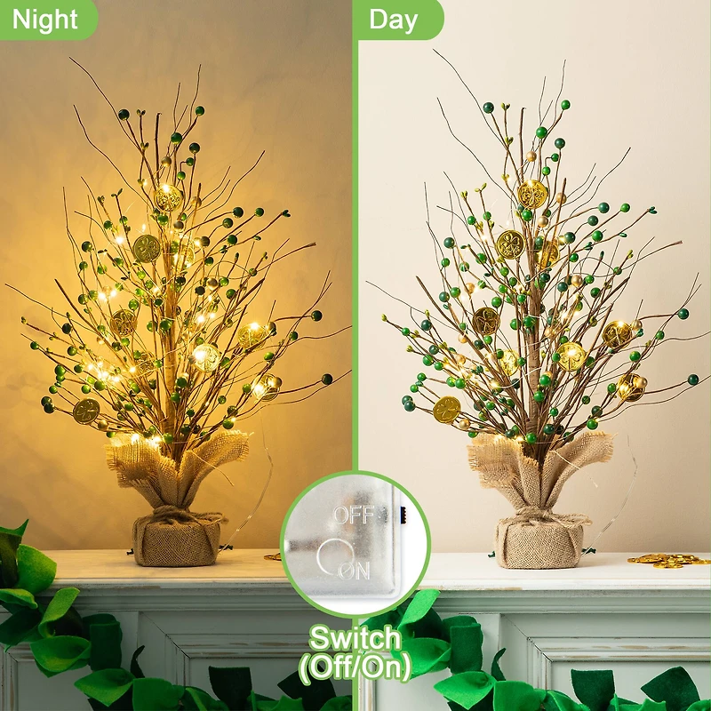 Glitzhome® 21" Lighted St. Patrick's Gold Coin Table Tree