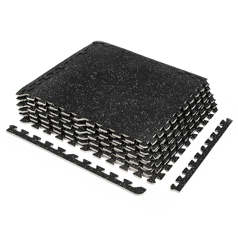 Sorbus 25" Black Exercise Mat Tile Set