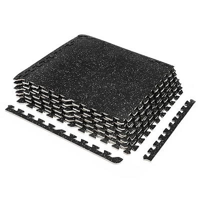 Sorbus 25" Black Exercise Mat Tile Set