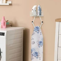 NEX™ White Wall-Mounted Y-Leg Ironing Board Hanger with Storage Basket