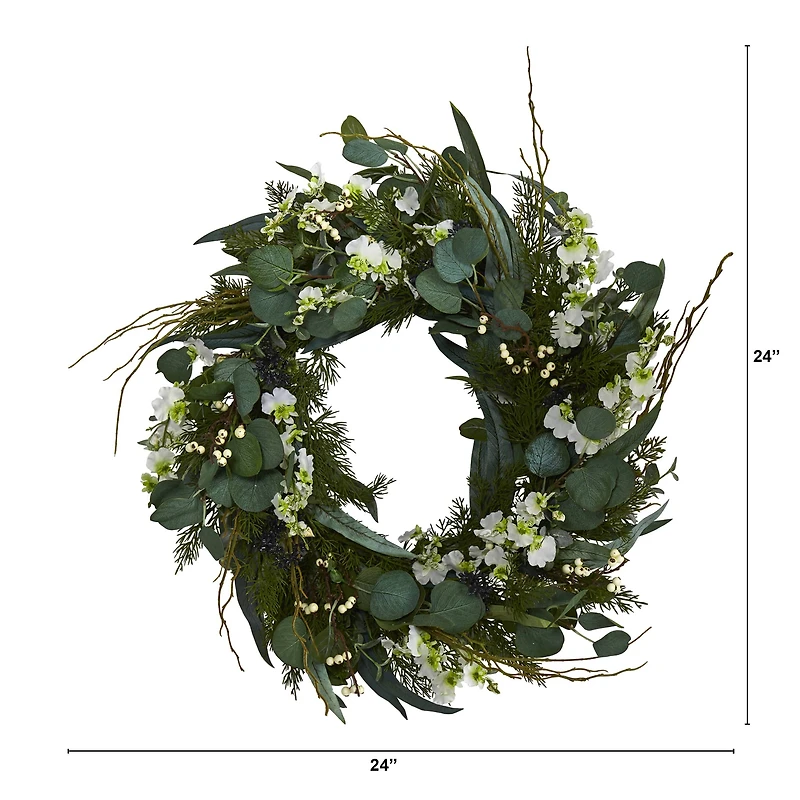 24'' Eucalyptus & Dancing Lady Orchid Wreath