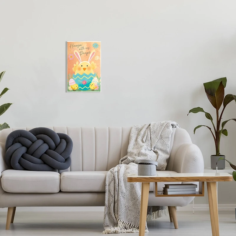Stupell Industries Hangin' With My Peeps Easter Egg Chicks Wall Plaque Art