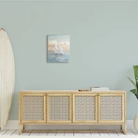 Stupell Industries Morning Sunrise Sailboat Soft Pink Contemporary Ocean Sky Canvas Wall Art