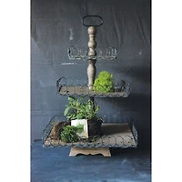 Hello Honey® 27" Gray Wood 3-Tier Tray