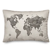Floral Map 20" x 14" Indoor/Outdoor Pillow