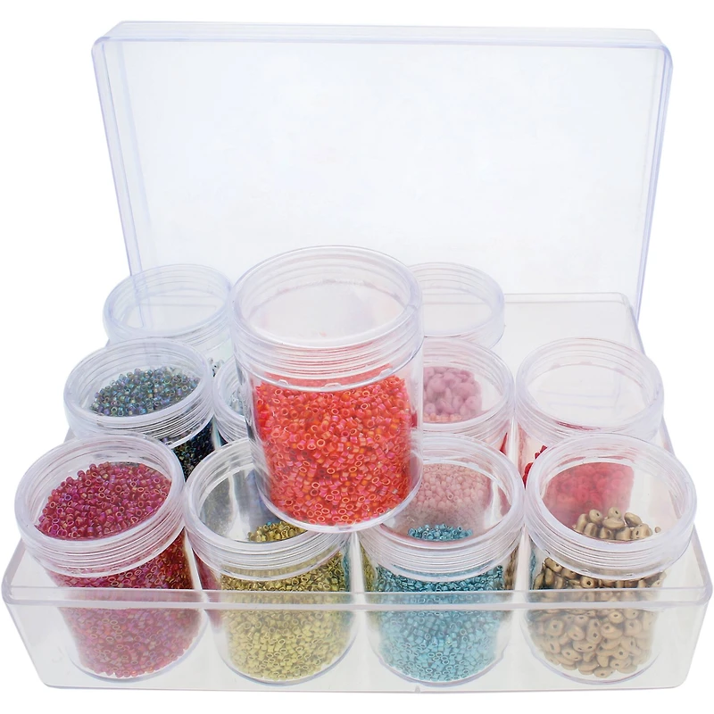The Beadsmith® 6'' x 5'' x 2'' Clear Storage Box with Jars