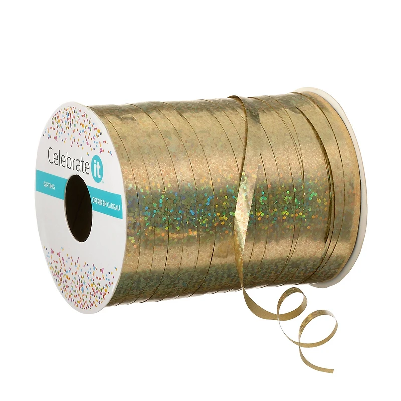 100yd. Holographic Gold Curling Ribbon By Celebrate It™