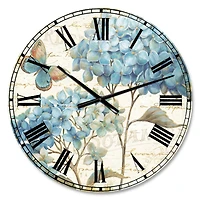 Designart Butterfly Blue Garden II Traditional Wall Clock