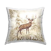 Stupell Industries Snow Covered Trees Buck Wildlife Throw Pillow