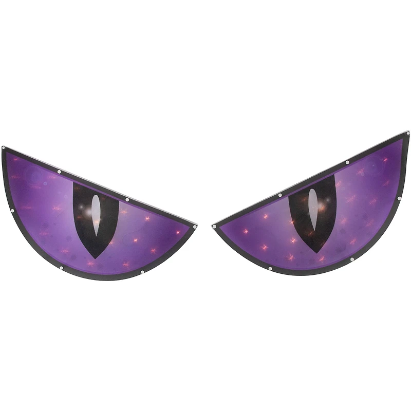 42" Lighted Purple & Black Eyes Halloween Window Silhouette Decoration