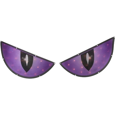 42" Lighted Purple & Black Eyes Halloween Window Silhouette Decoration