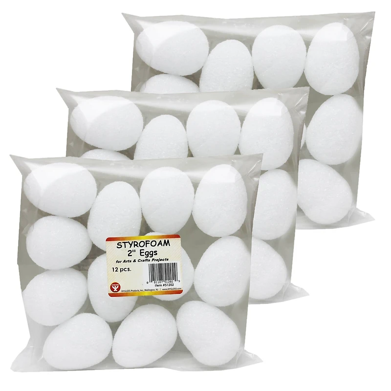 Hygloss® Styrofoam Eggs, 3 packs of 12