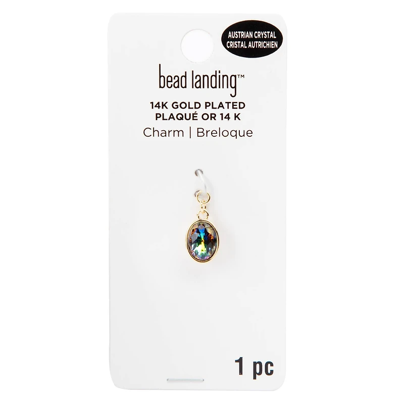 Austrian Crystal 14K Gold Plated Vitrail Oval Charm by Bead Landing™