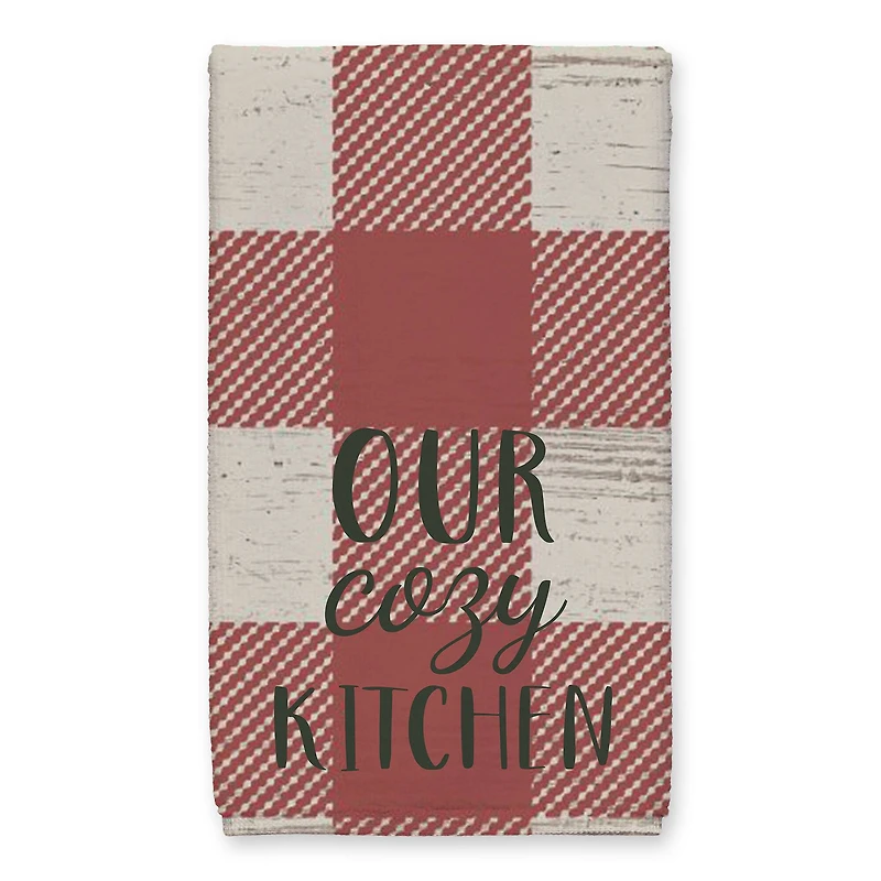 Our Cozy Kitchen Red Buffalo Check Tea Towel - Set of 2
