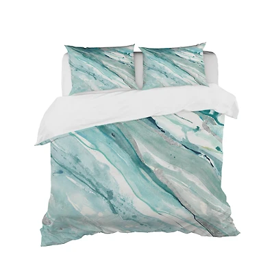 Designart Silver Springs II Blue Green Farmhouse Duvet Cover Set