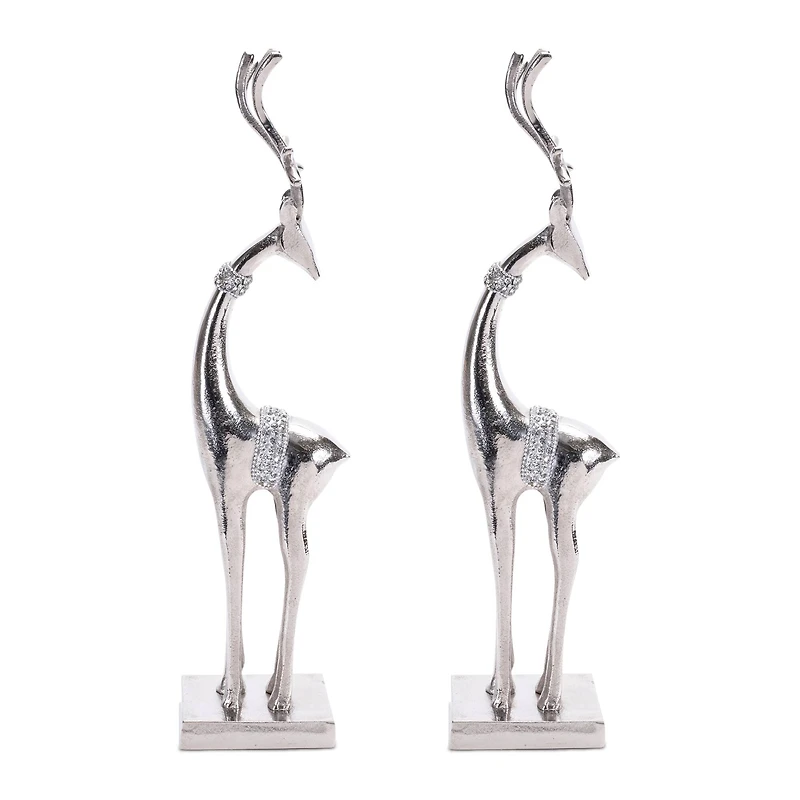 18" Silver Metal Holiday Deer, 2ct.