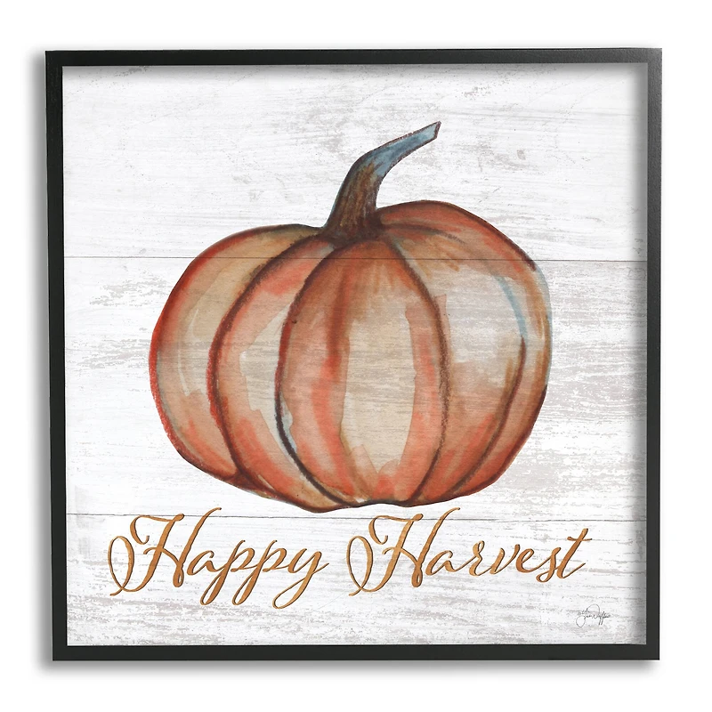 Stupell Industries Happy Harvest Pumpkin Country Rustic Framed Giclee Art