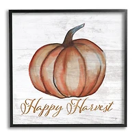 Stupell Industries Happy Harvest Pumpkin Country Rustic Framed Giclee Art