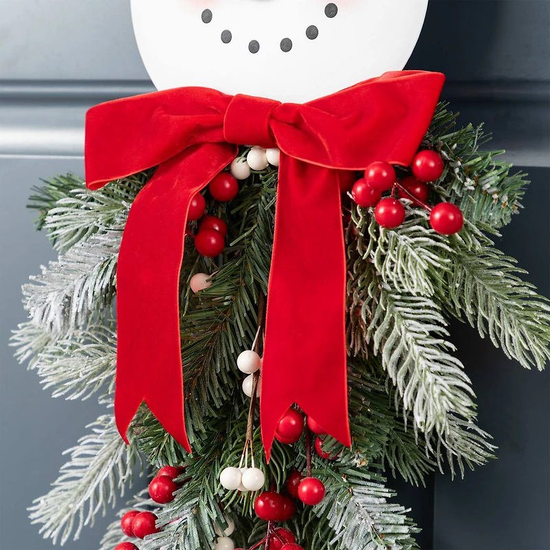 Glitzhome® 25" Greenery Snowman Door Hanger