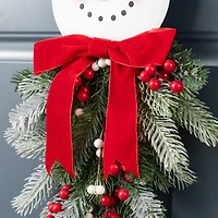 Glitzhome® 25" Greenery Snowman Door Hanger