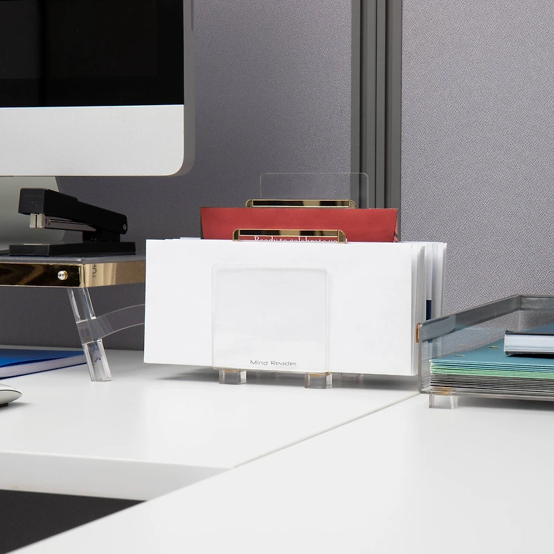 Mind Reader Cosmopolitan Collection Gold 3-Tier Mail Sorter