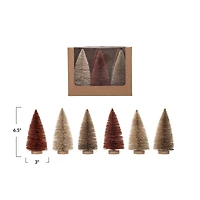 Hello Honey® 6.5" Gray & Mauve Sisal Bottle Brush Tree with Wood Base Set