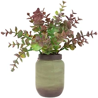 10" Real Touch™ Two-Toned Spring Eucalyptus Leaves in Ceramic Pot