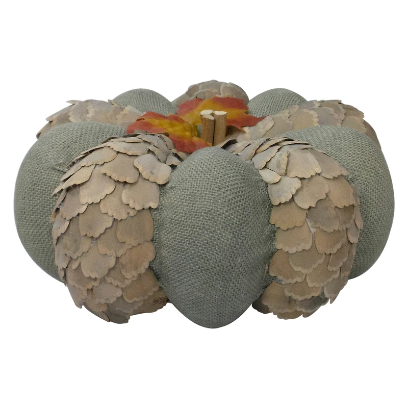 10" Green & Brown Autumn Harvest Tabletop Pumpkin