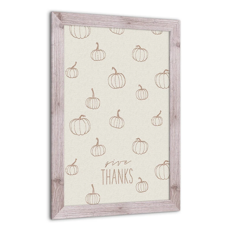 Dusty Rose Pumpkin Give Thanks Print in Western White Frame