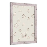 Dusty Rose Pumpkin Give Thanks Print in Western White Frame