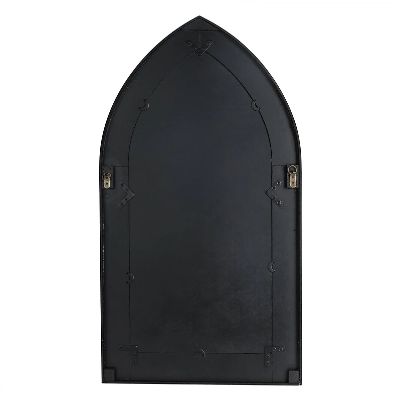 Glitzhome® 40" White Wooden Cathedral Windowpane Wall Mirror