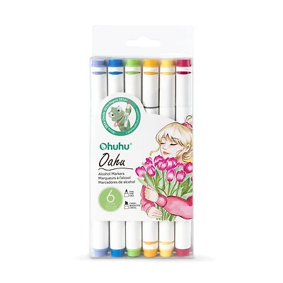 Ohuhu® Oahu 6 Color Primary Alcohol Marker Set