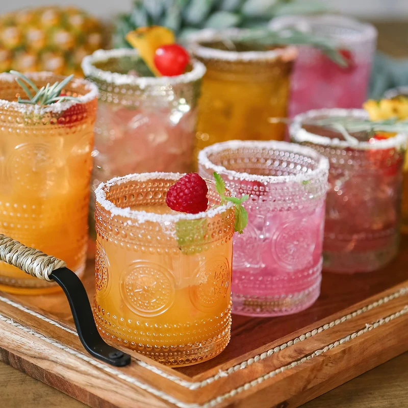 Kate Aspen® 10oz. Hobnail Beaded Floral Amber Drinking Glasses, 6ct.