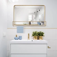 Gold Frame Rectangle Vanity Wall Mirror with Storage - 21.25" x 31.5"