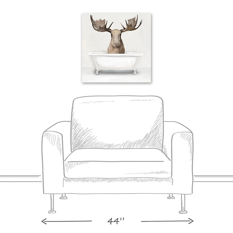 Moose In The Tub 20" x 20" Canvas Wall Art