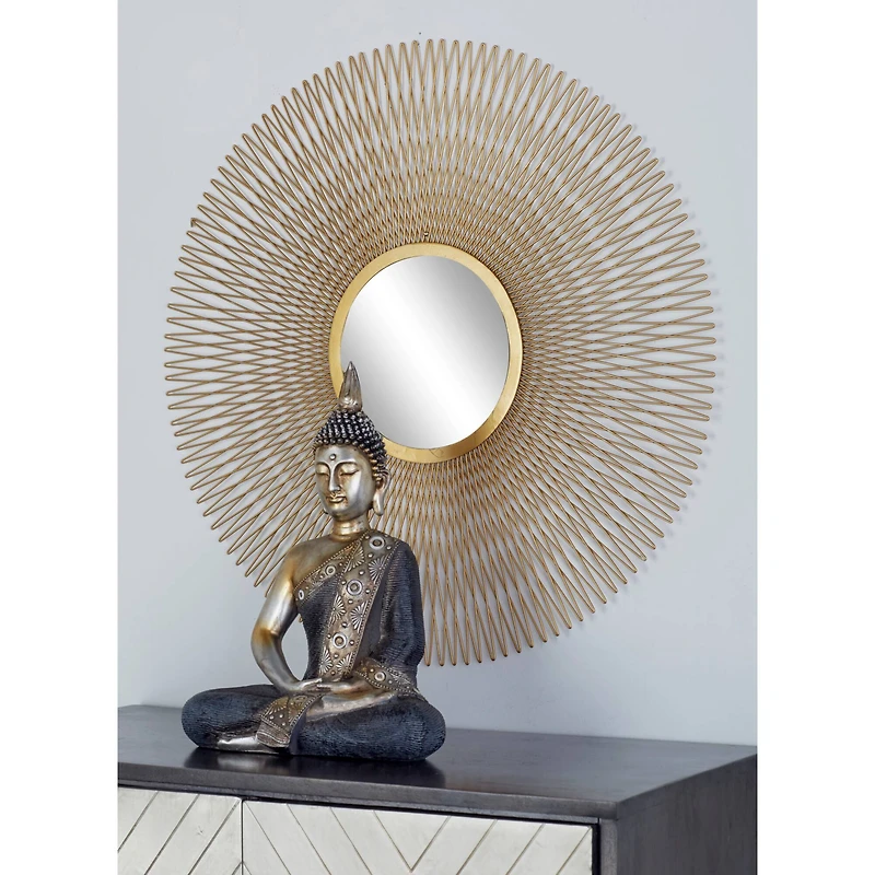 Gold Sunburst Tin Glam Wall Mirrors Set