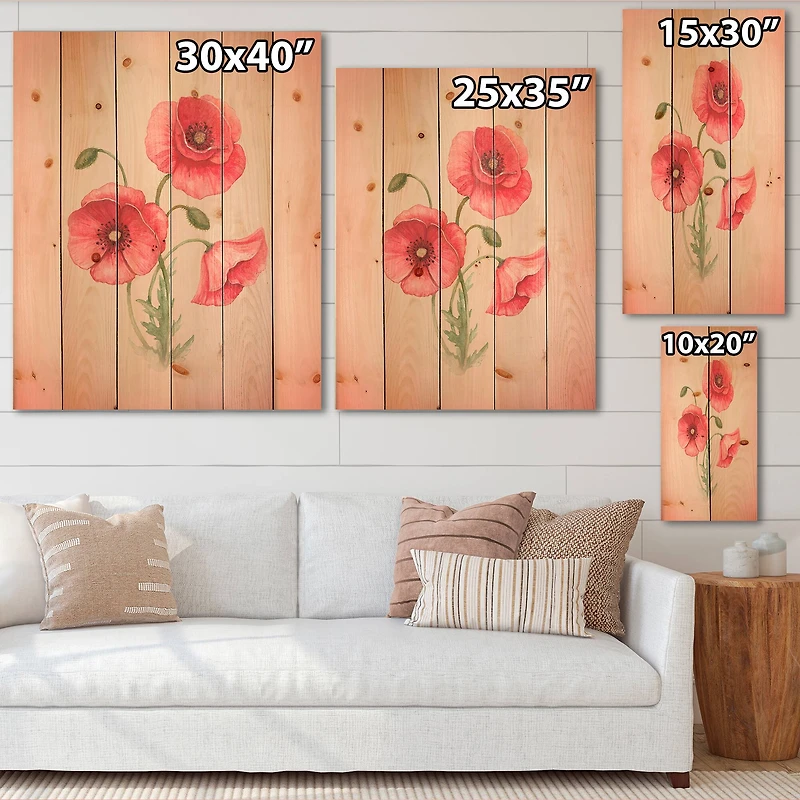 Designart - Retro Poppy Flowers