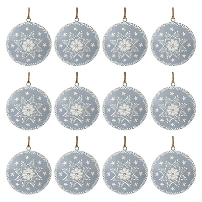 4.5" Metal Snowflake Disc Ornaments, 12ct.