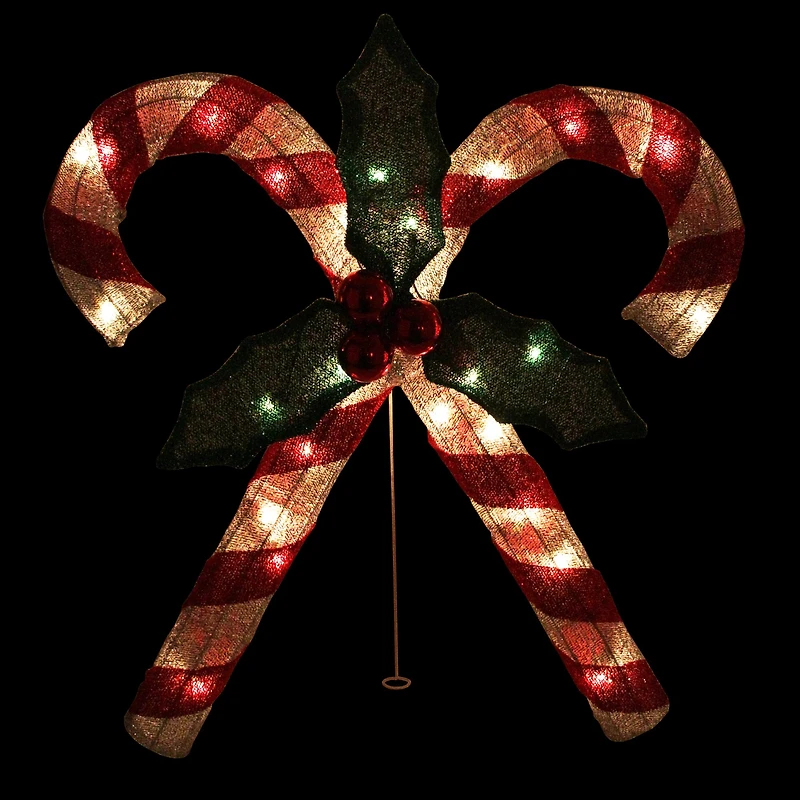 26" Red & White Lighted Double Candy Cane Outdoor Christmas Décor