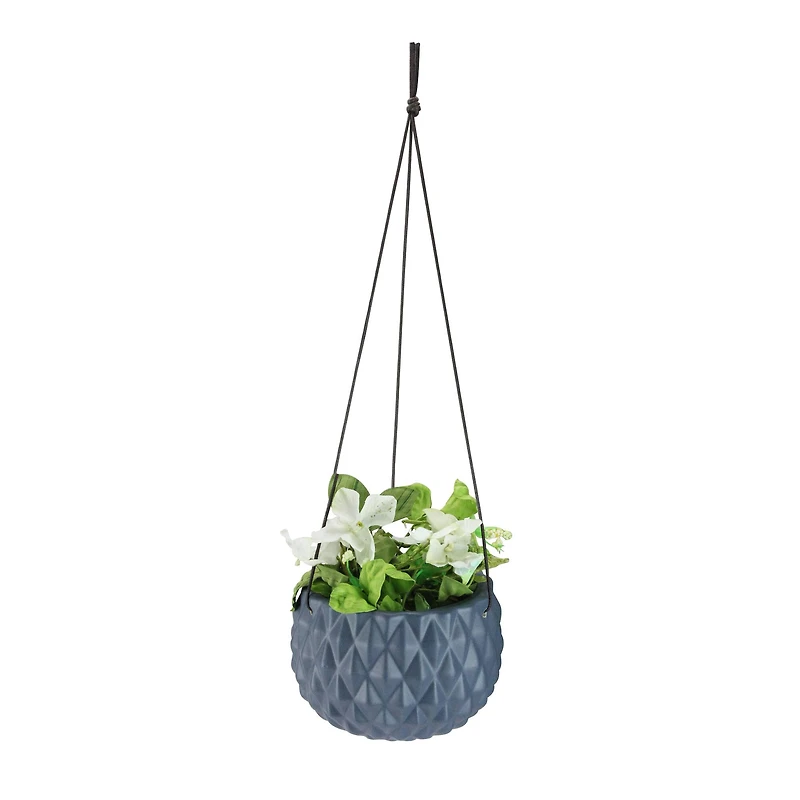 5.5" Slate Gray Faceted Hanging Ceramic Planter