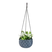 5.5" Slate Gray Faceted Hanging Ceramic Planter