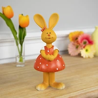 8" Bunny Girl in Polka Dot Dress Easter Outdoor Garden Statue