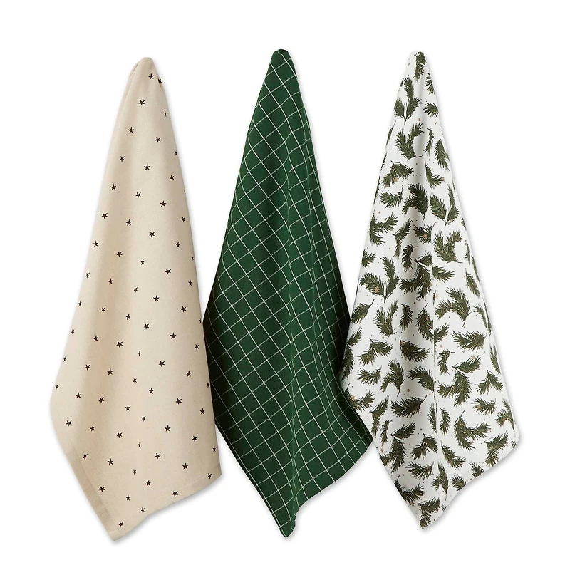 DII® Assorted Holiday Greenery Dishtowel Set