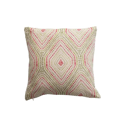 Hello Honey® 20" x 20" Green & Red Square Cotton Slub Pillow with Diamond Pattern
