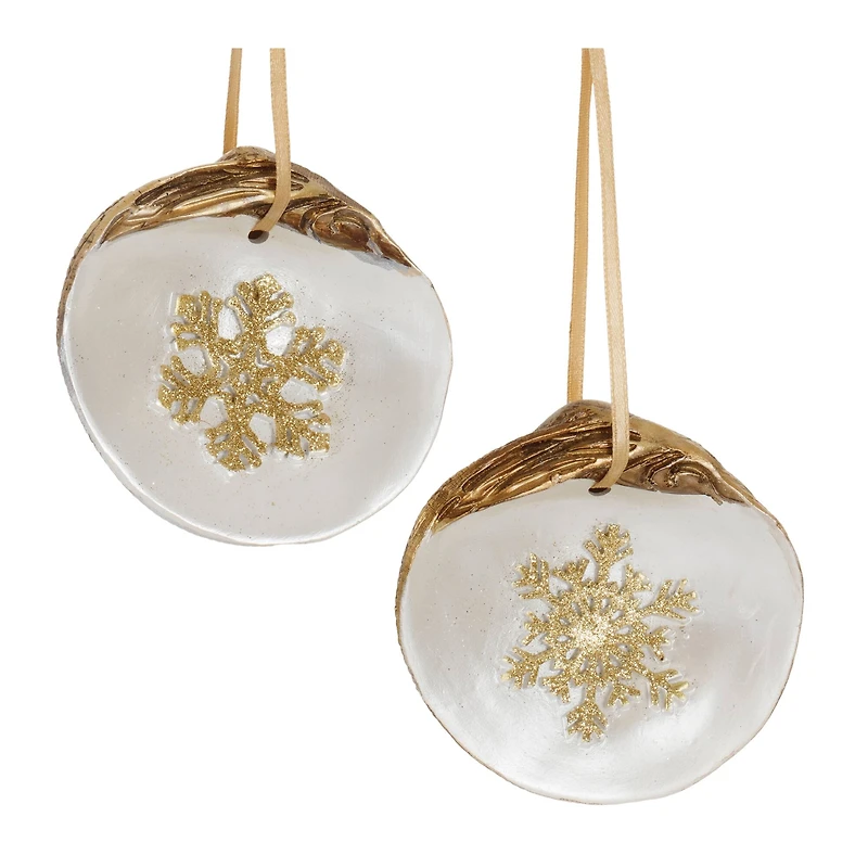 3" Clam Shell Snowflake Ornaments Set