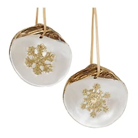 3" Clam Shell Snowflake Ornaments Set